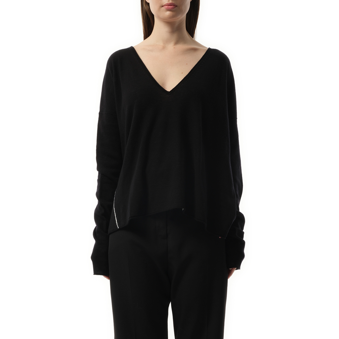 Double-sided V Neckline Sweater in Black