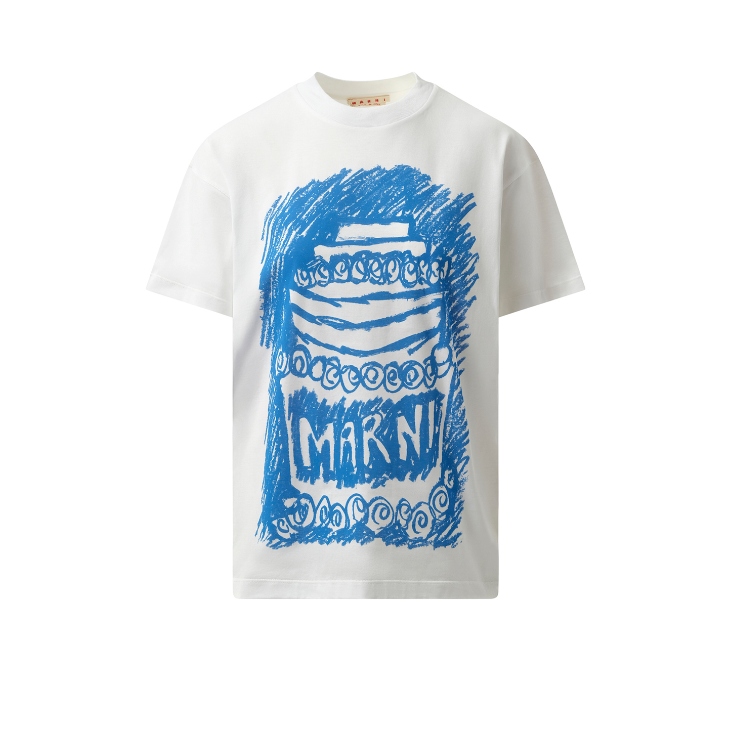 Blue Cake Print T-Shirt in Lily White