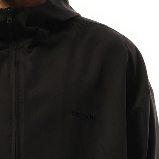 Mens Track Hoodie Windbreaker in Black