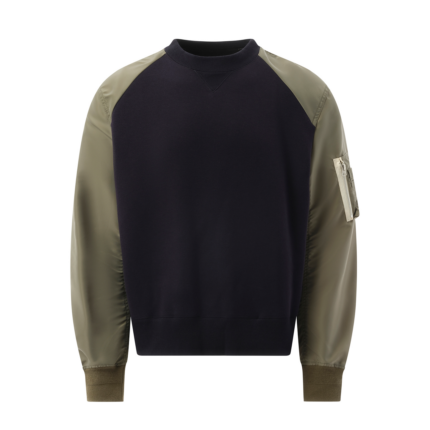 Sponge Sweat Nylon Sweatshirt in Navy/Khaki