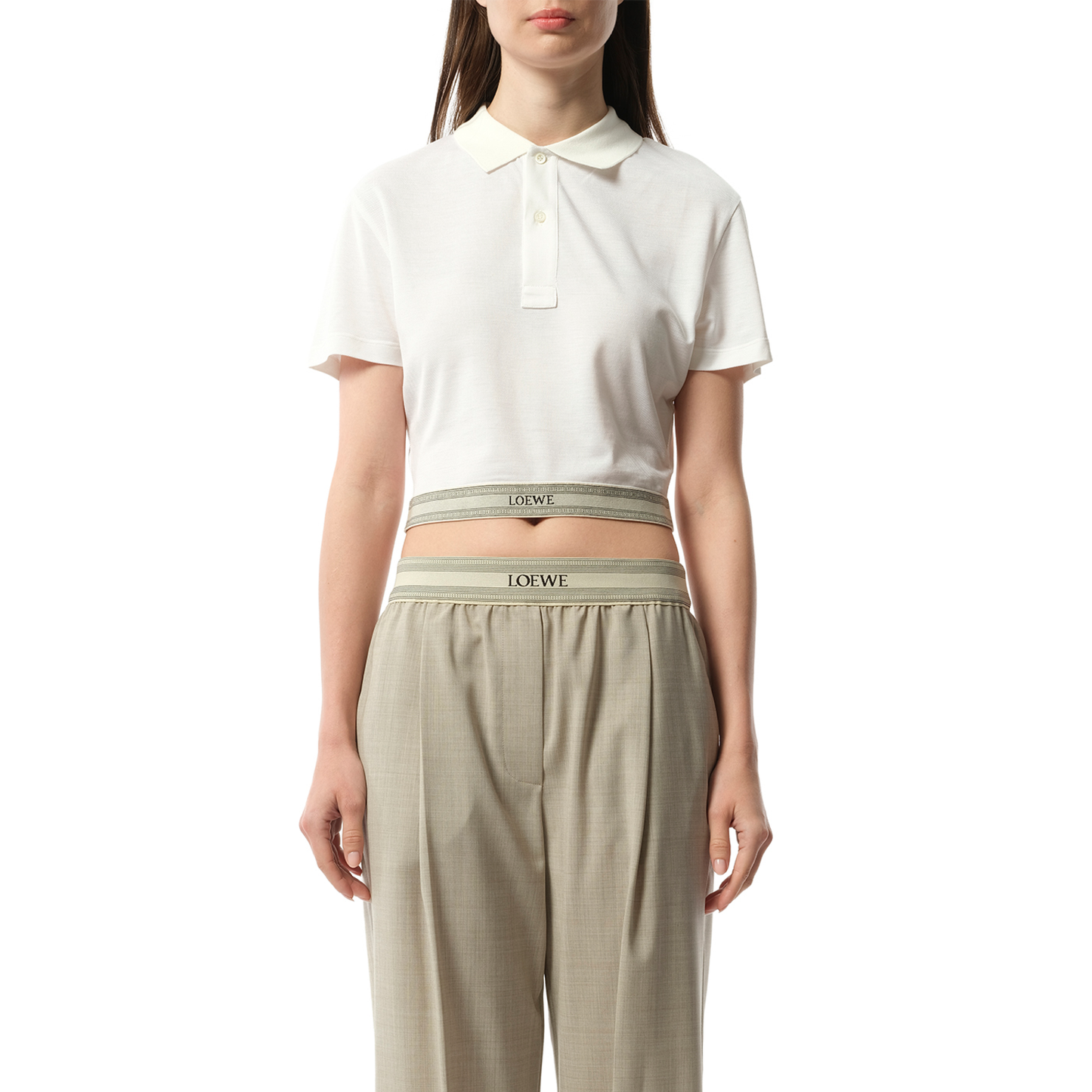 Cropped Polo in White