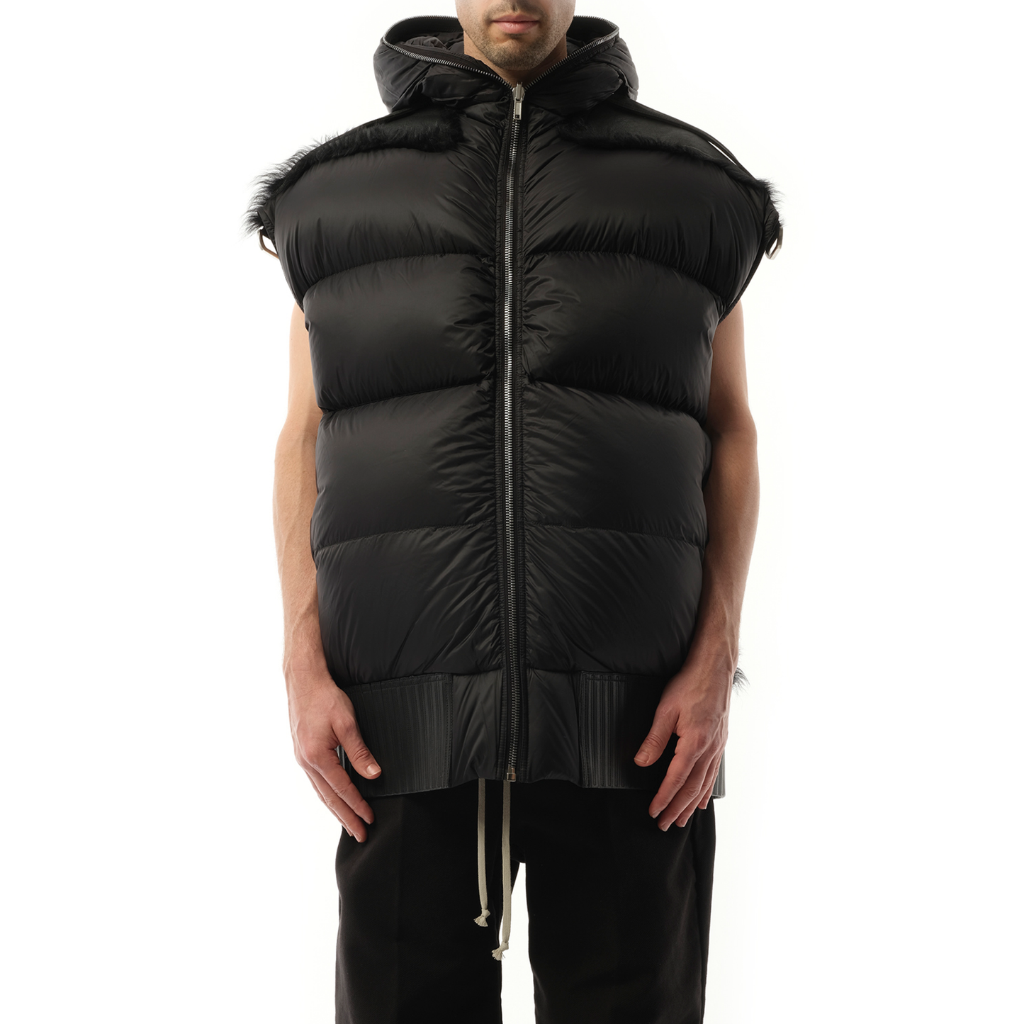 Lido Sleeveless Puffer Hoodie in Black