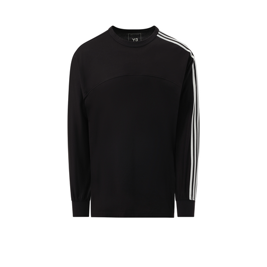 3 Stripe Long Sleeve T-Shirt in Black