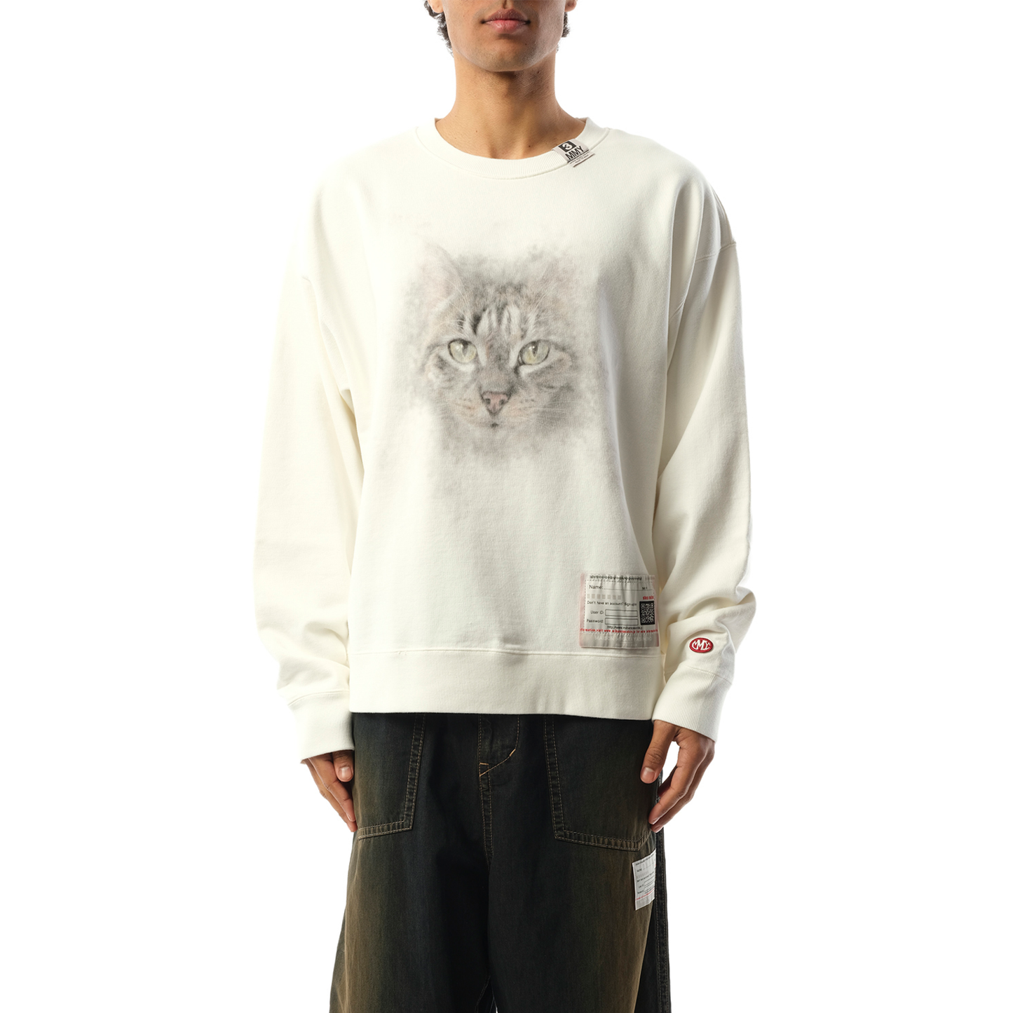 Cat Printed Pullover in White