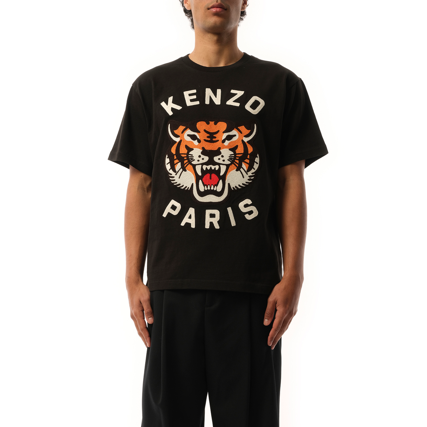 Lucky Tiger Oversize Heavy T-Shirt in Black