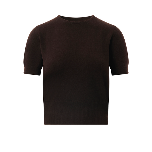 Short-sleeved Sweater in Dark Brown