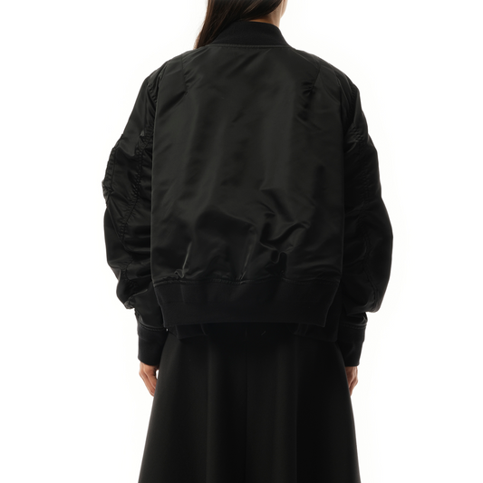 Nylon Twill Zip Blouson in Black