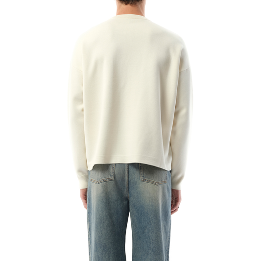 Anagram Pocket Sweater in White/Light Grey