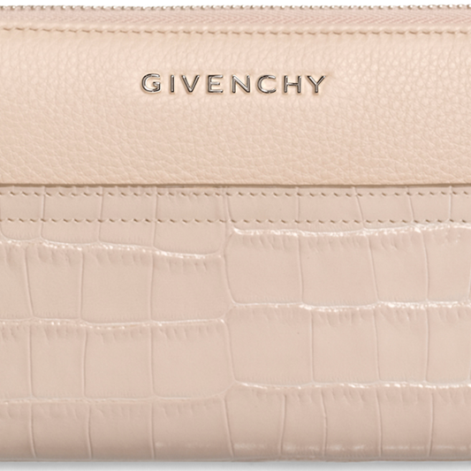 Pandora Embroidered Zip Wallet in Nude