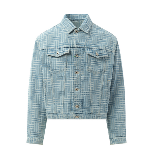 Kenzo Weave Trucker Jacket in Blue Denim