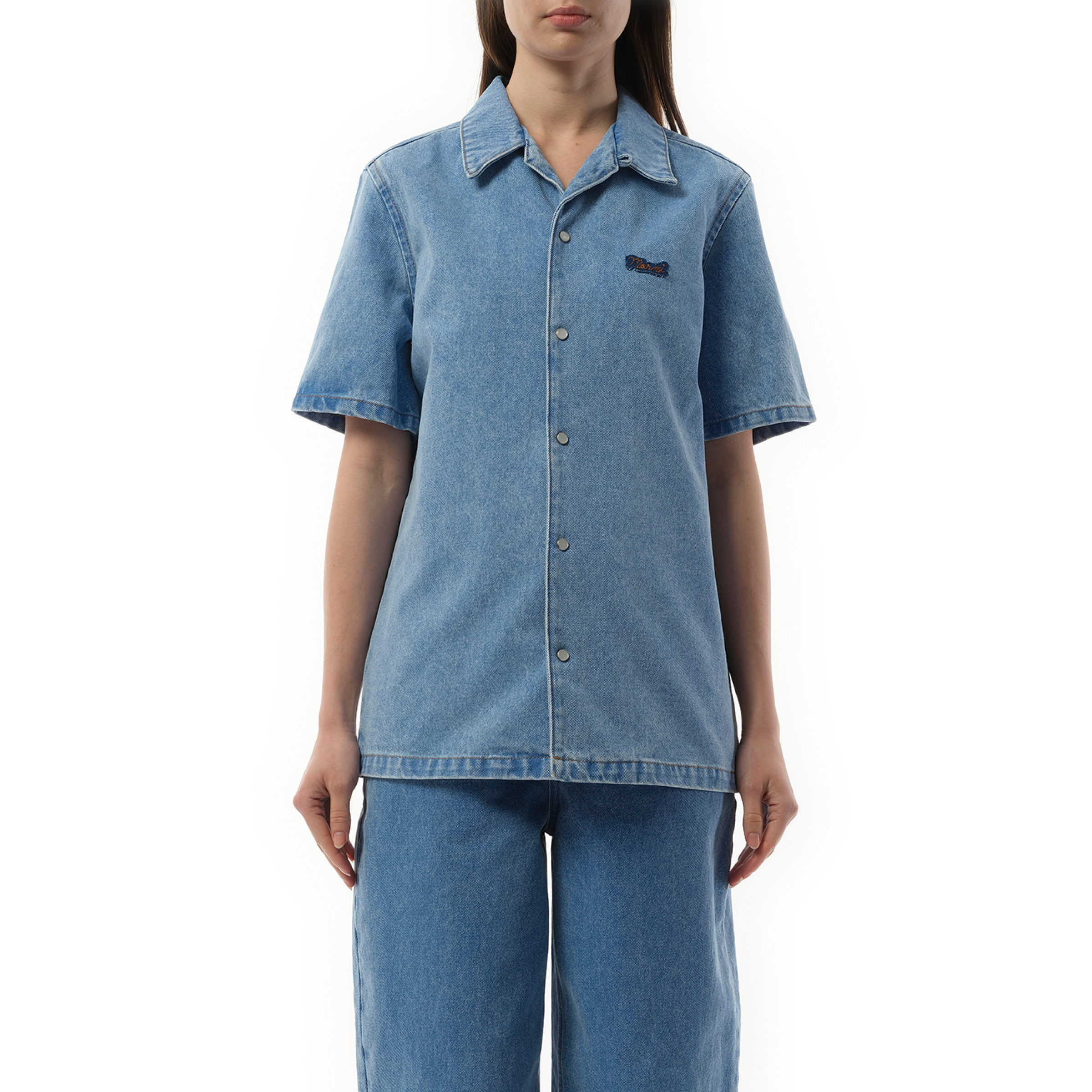 Short Sleeve Denim Shirt in Cobalt