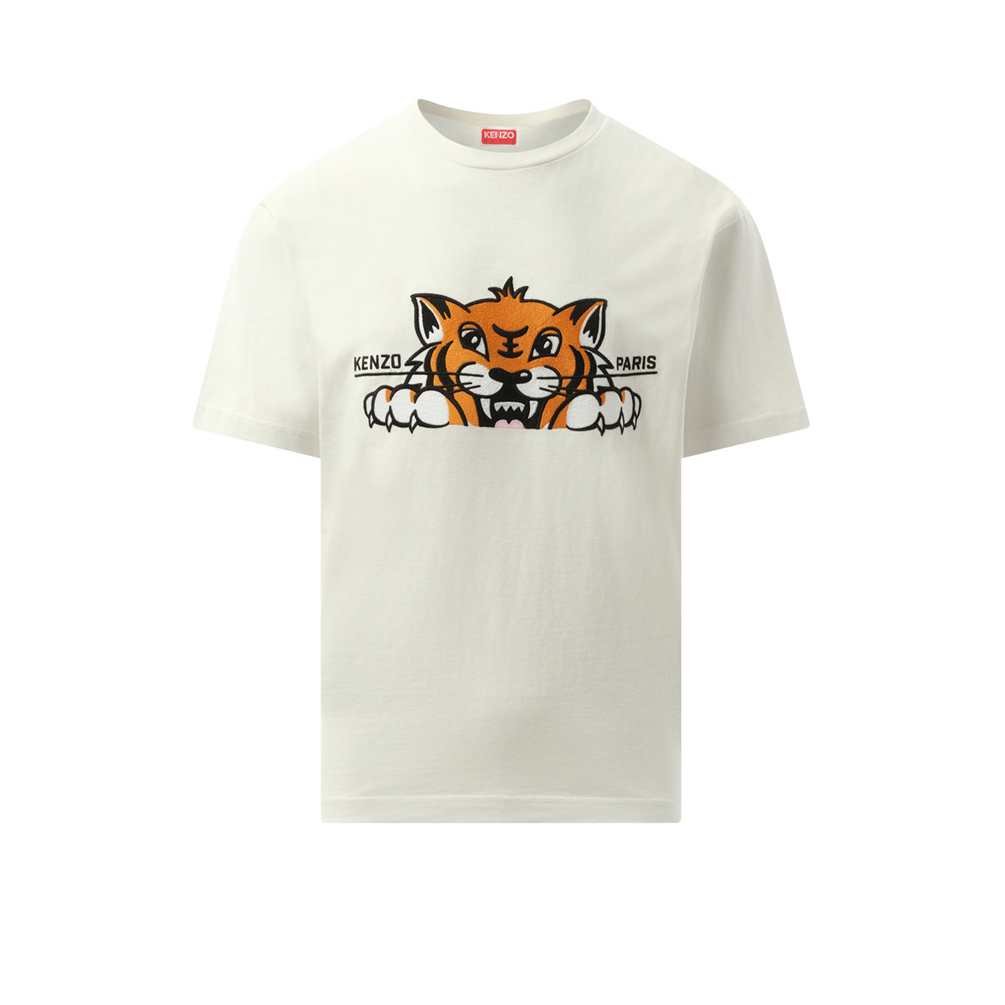 Gots Kenzo Happy Tiger Embroidered Oversize T-Shirt in Off White