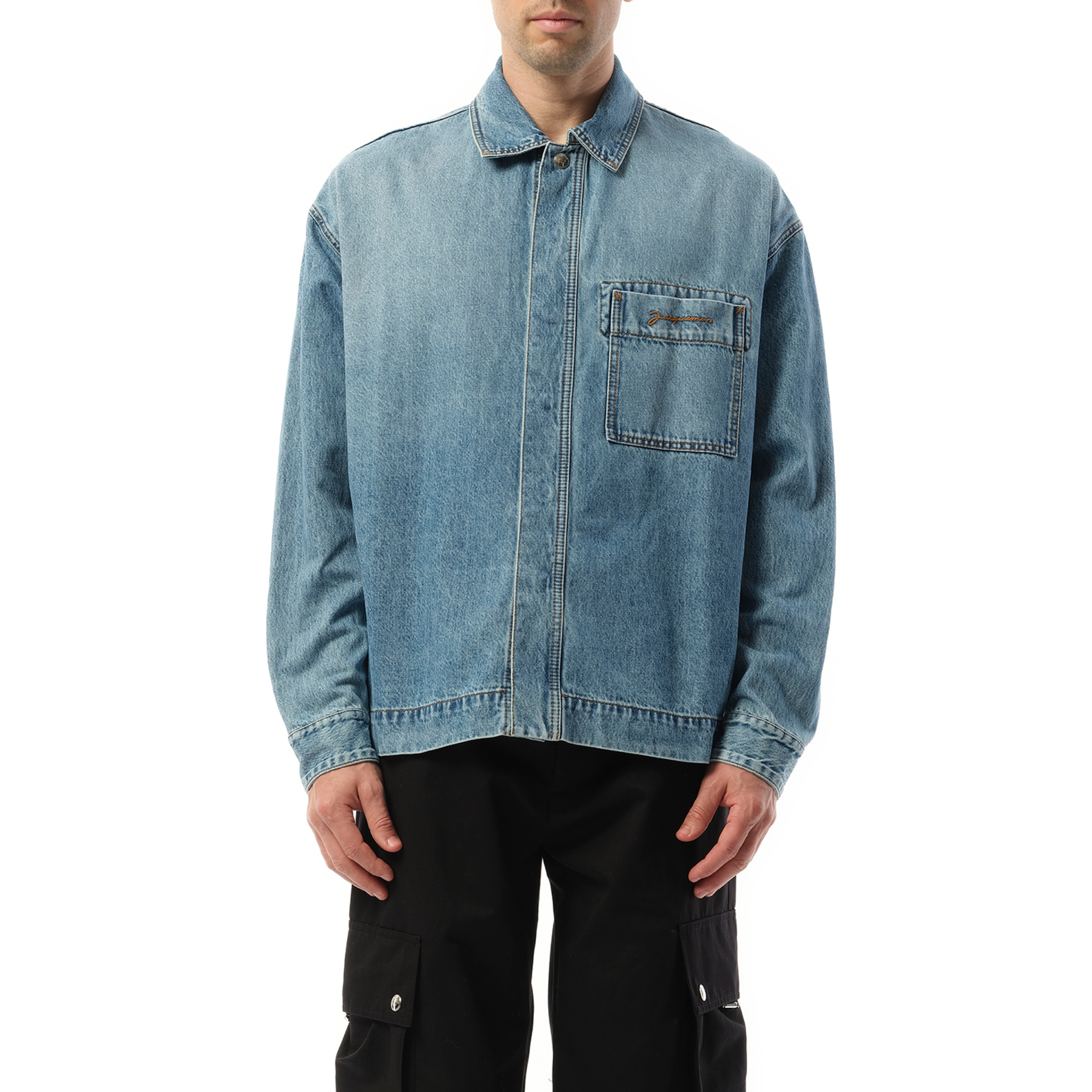 La Chemise Denim in Blue/Tabac