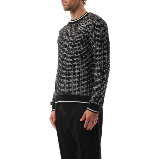 3D Monogram Vanise Knit Sweater in White/Black