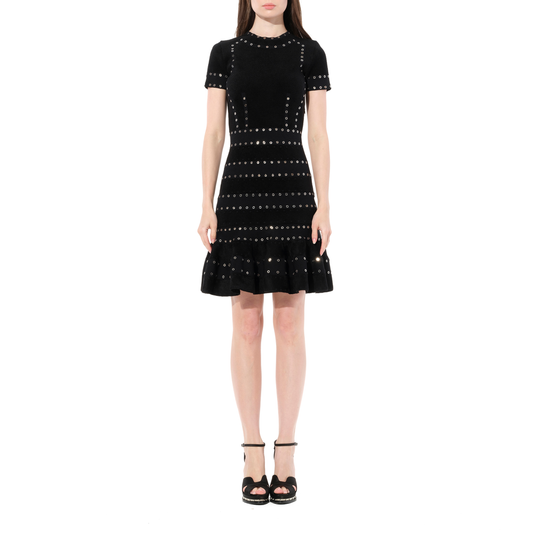 Eyelet Mini Dress in Black