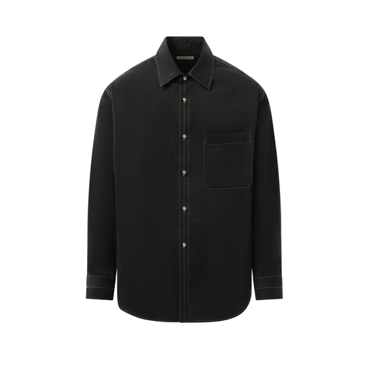 Easy Shirt with Contrast Stitch in Black