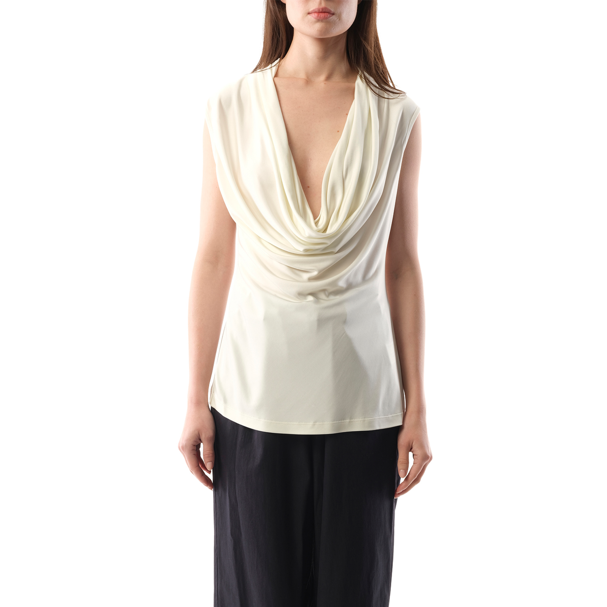 Sleeveless U Neck Top in Cream