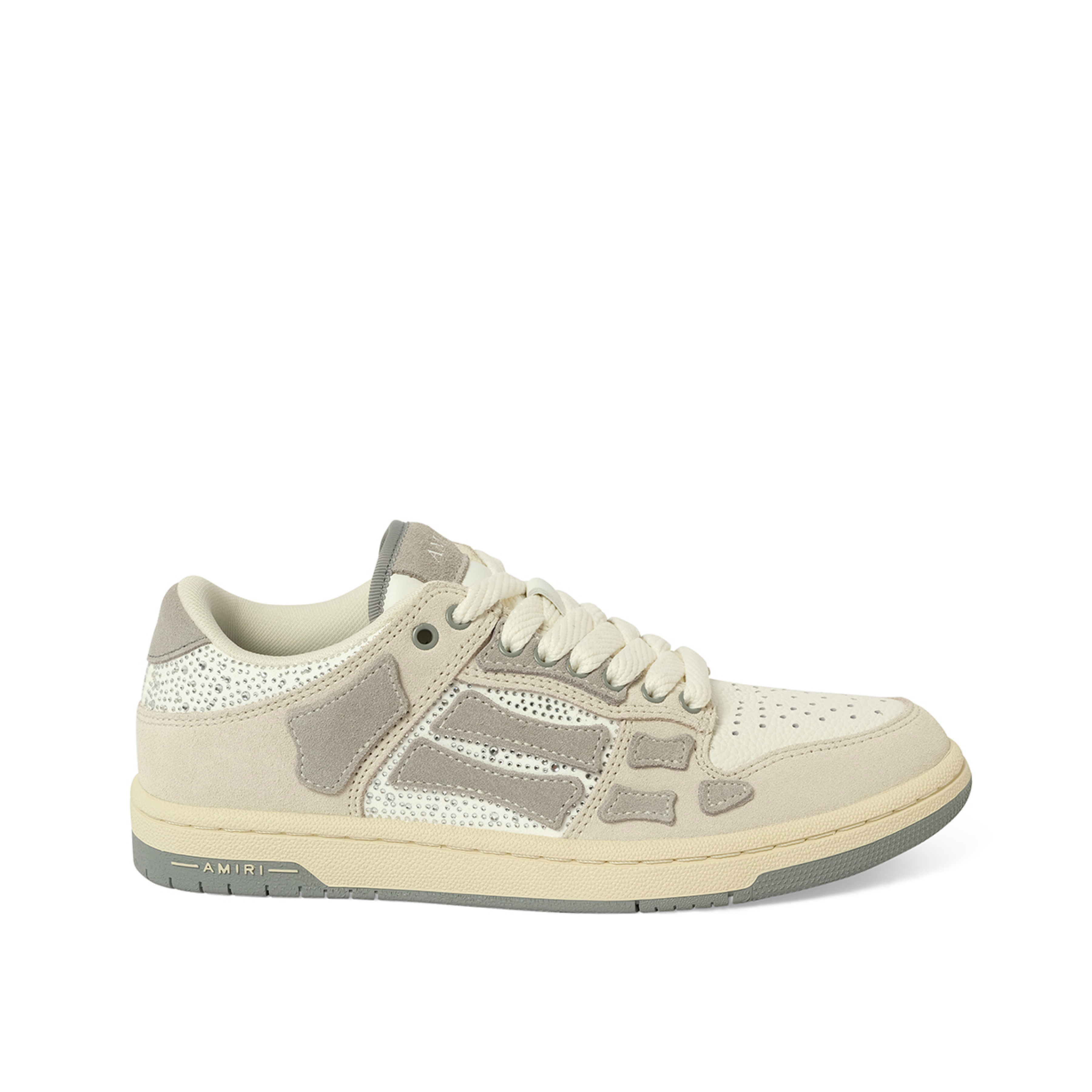 Crystal Suede Skeleton Top Low Sneaker in Birch