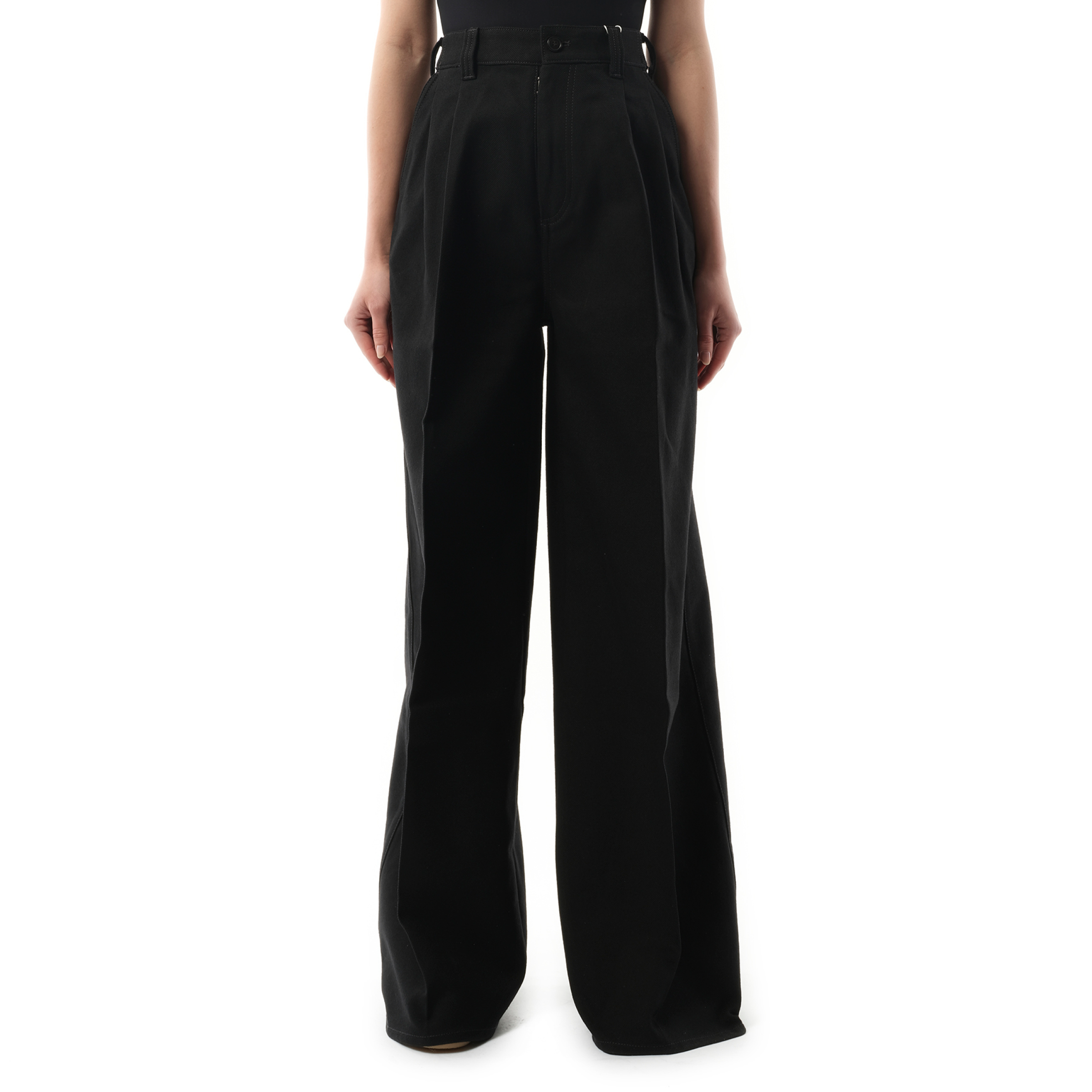 Heavy Cotton Wide Pants in Black