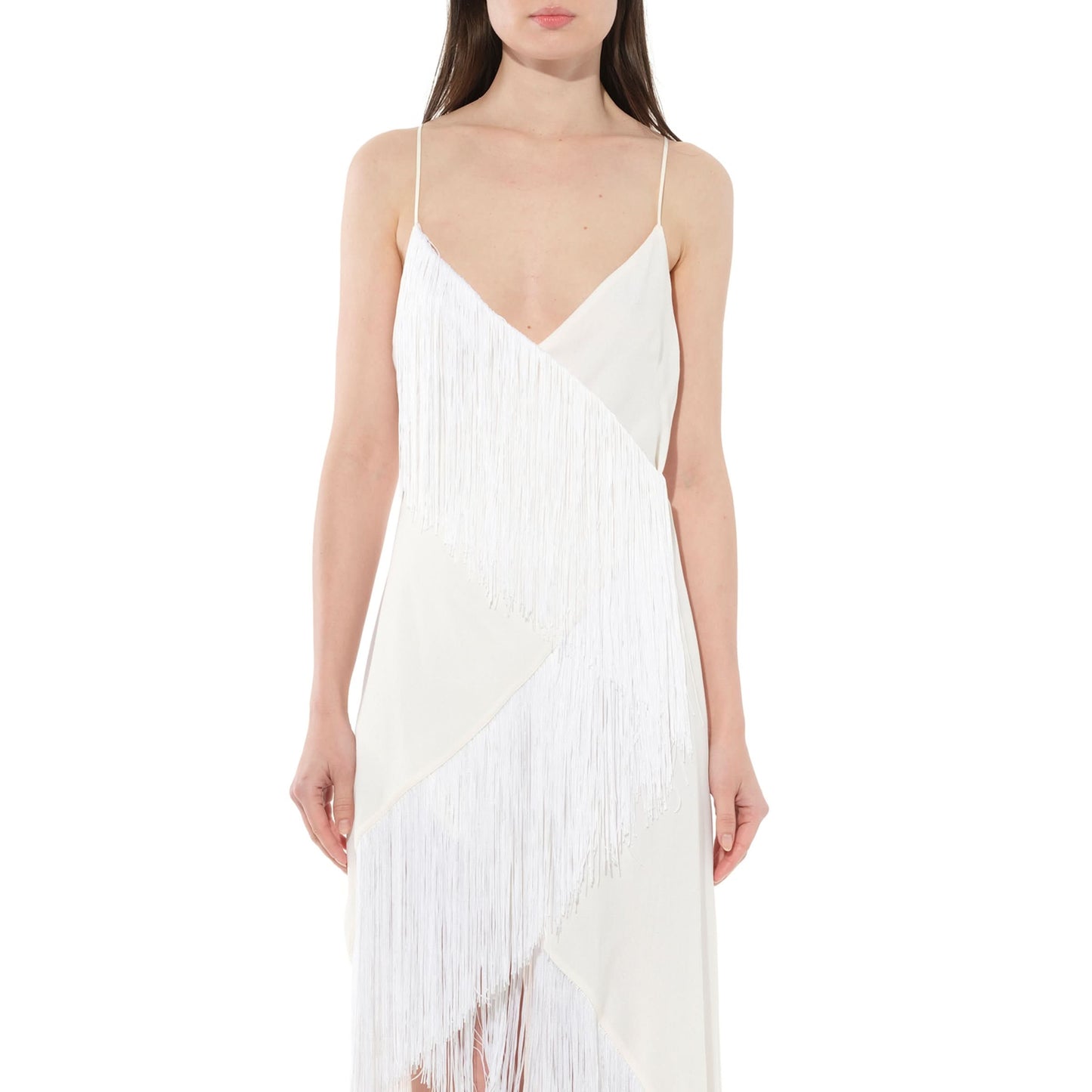 Fringes Dress in White