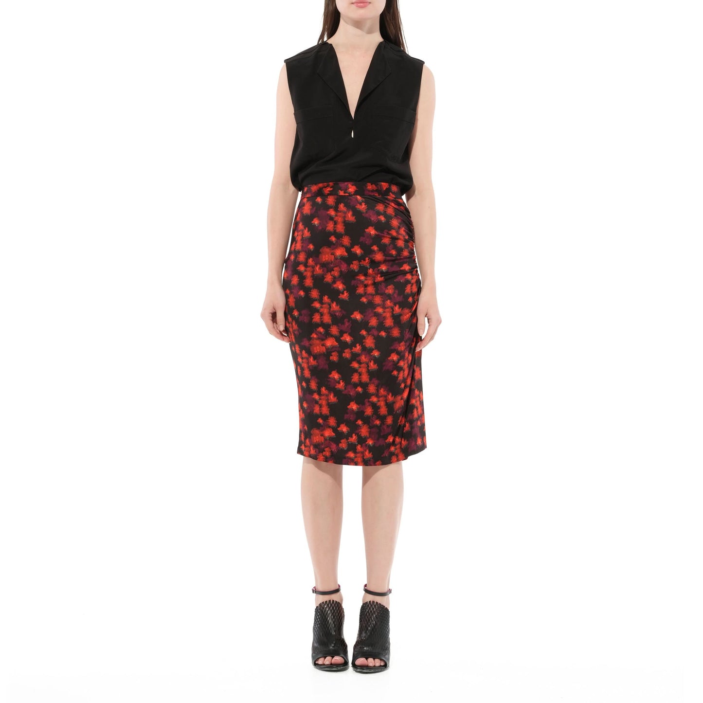 Flower Skirt in Black/Red