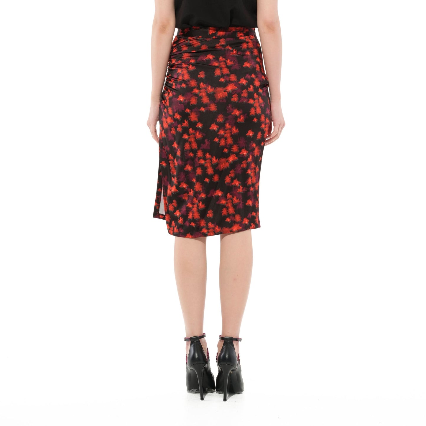 Flower Skirt in Black/Red