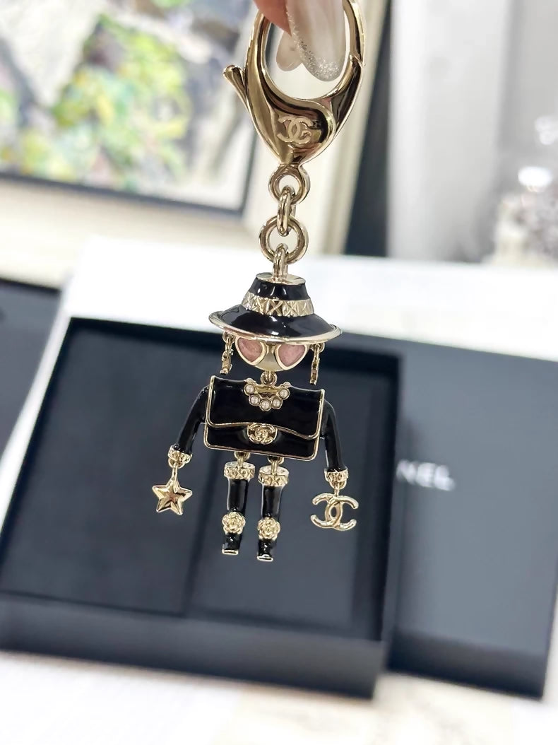 Chanel 25B black robot pendant/keychain