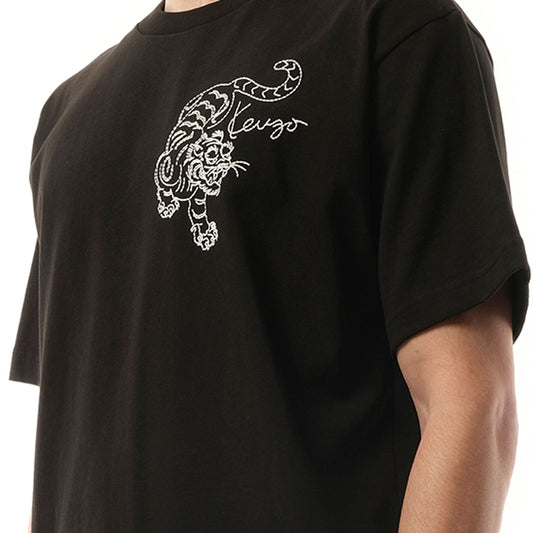 Gots Star Tiger Embroidered Oversize T-Shirt in Black