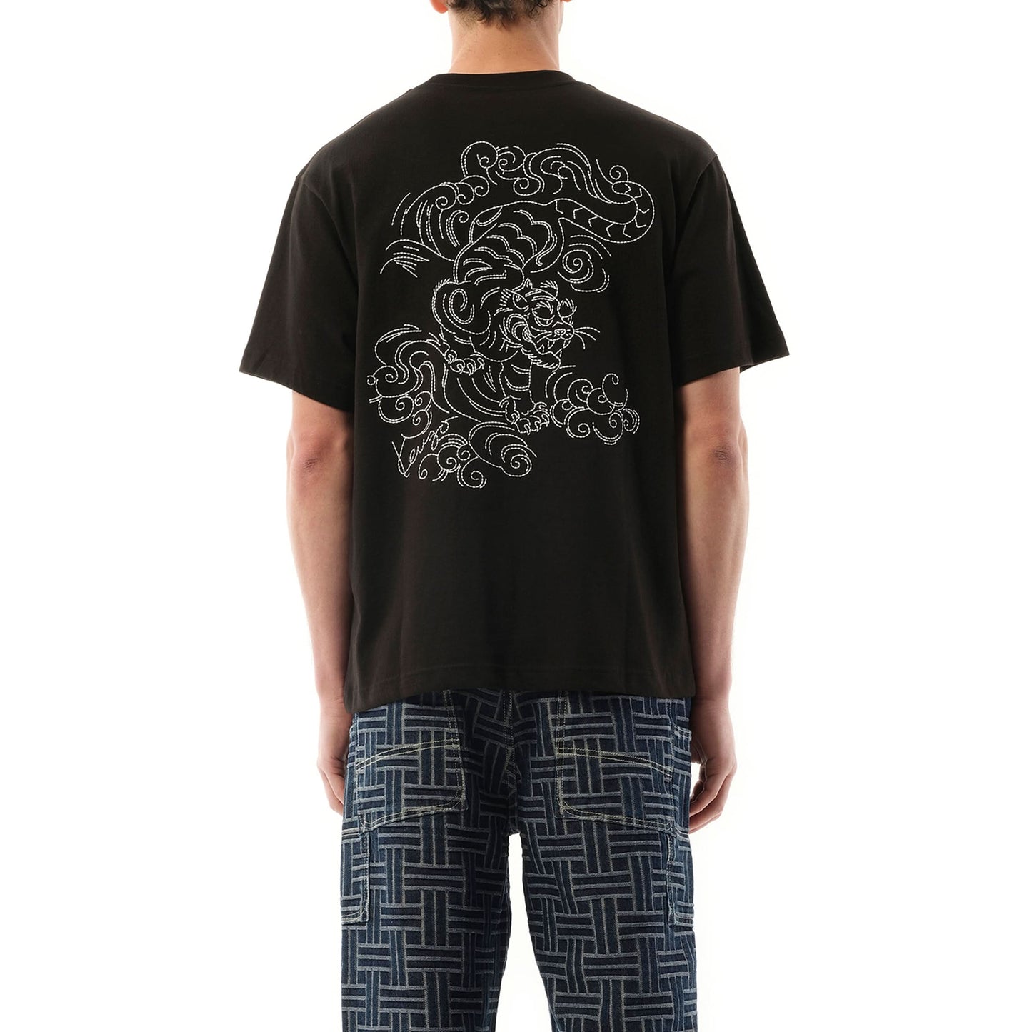 Gots Star Tiger Embroidered Oversize T-Shirt in Black