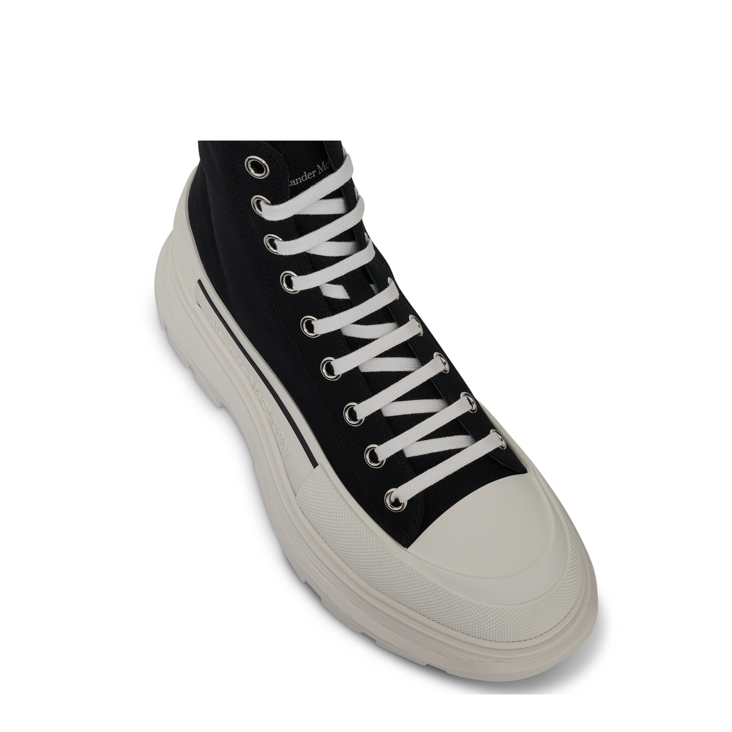 Tread Slick Canvas Lace-Up Boots in Black/White