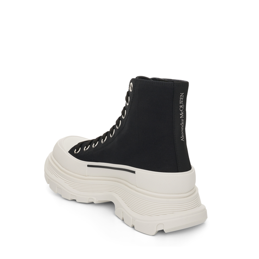 Tread Slick Canvas Lace-Up Boots in Black/White