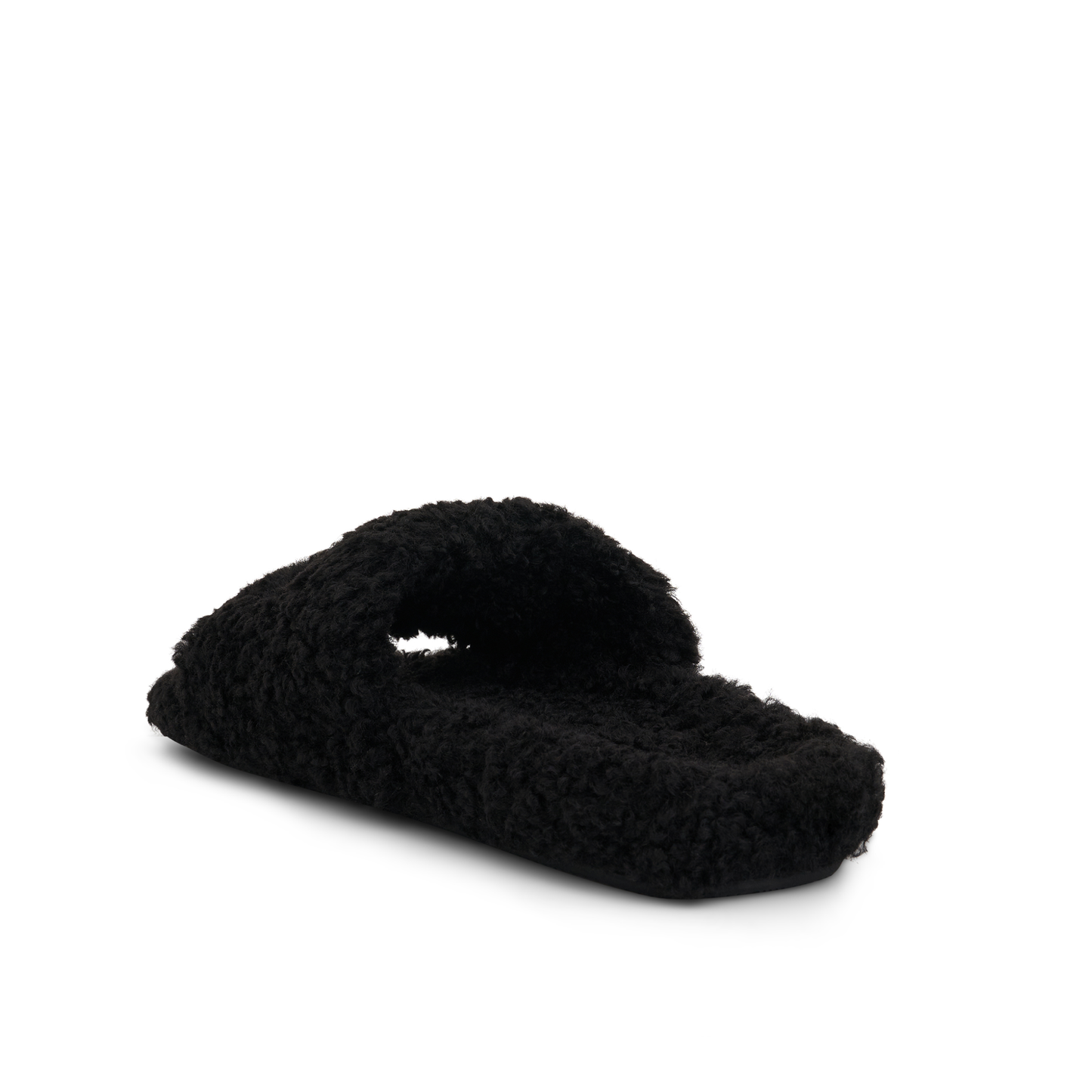 Logo Furry Slide in Black/White