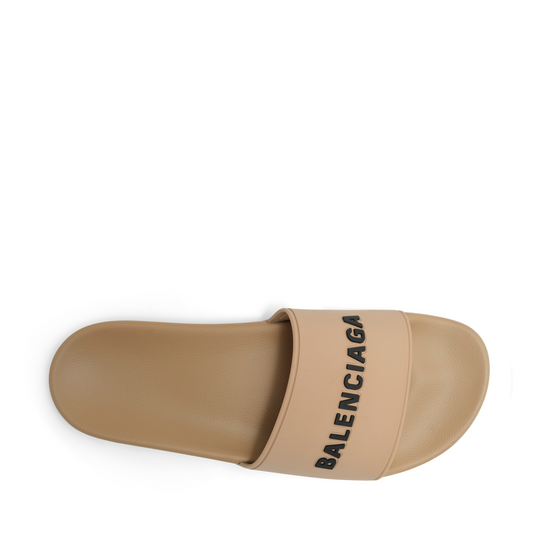 3D Logo Pool Slide Sandal in Beige/Black