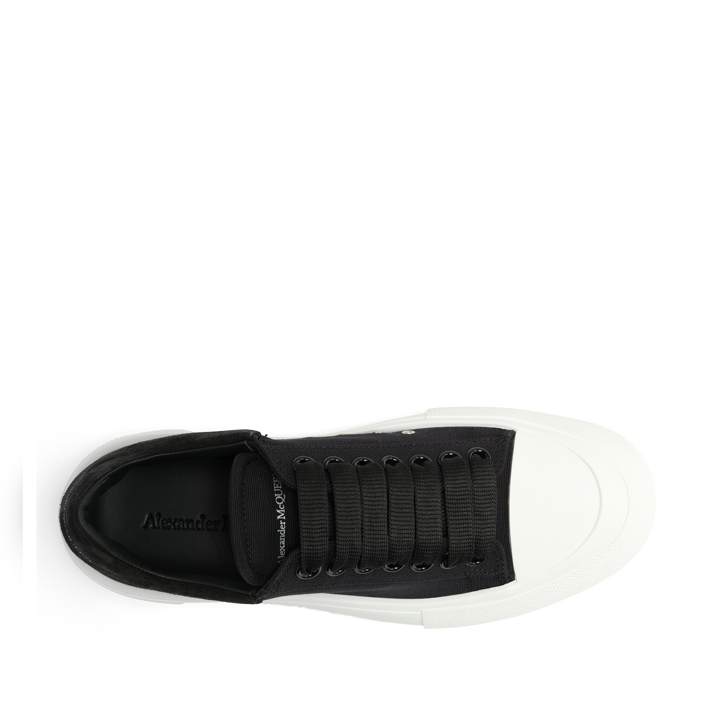 Lace Up Plimsoll Canvas Sneaker in Black