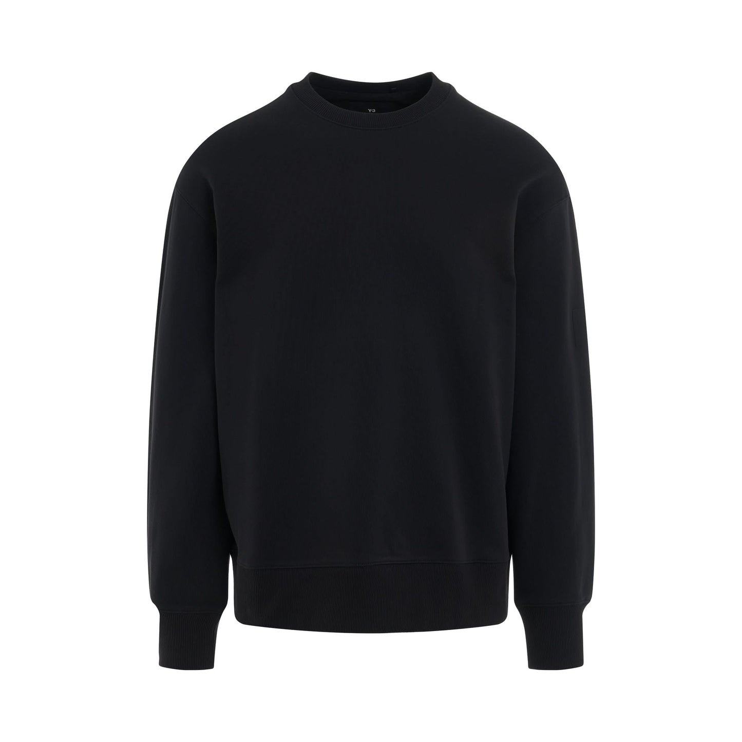 Organic Cotton Terry Crew Sweatershirt in Black