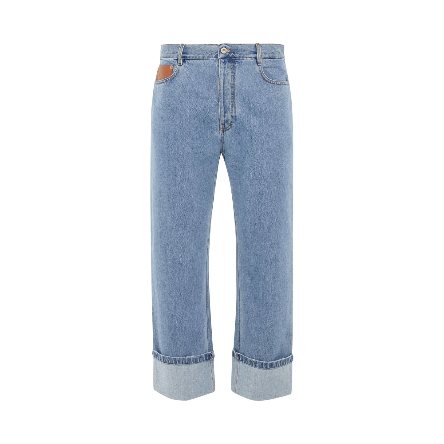 Fisherman Turn Up Jeans in Light Denim