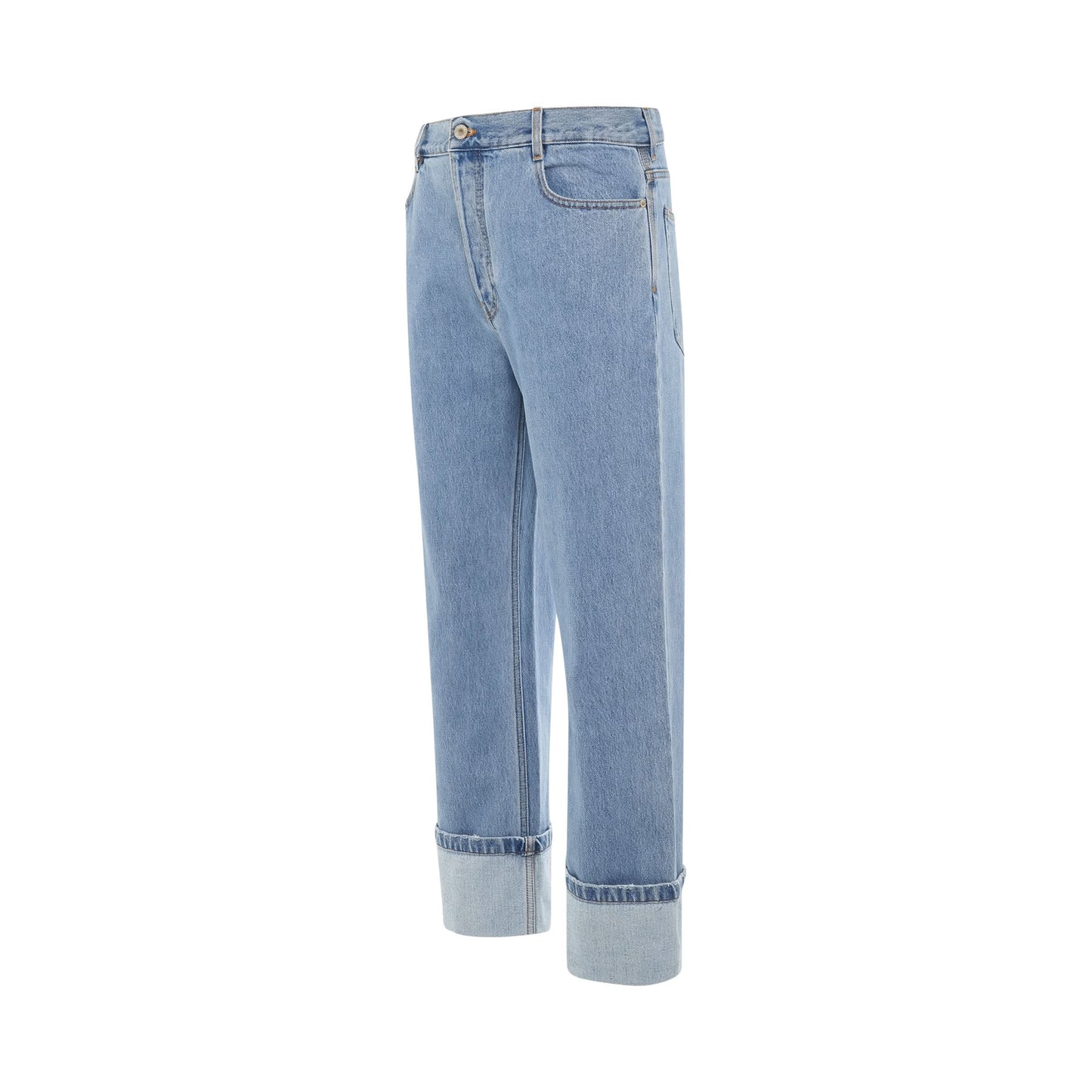 Fisherman Turn Up Jeans in Light Denim