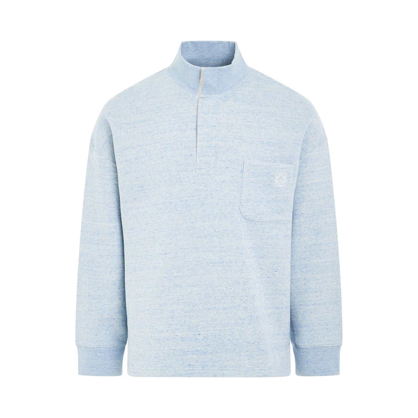 High Neck Sweatshirt in Blue Melange