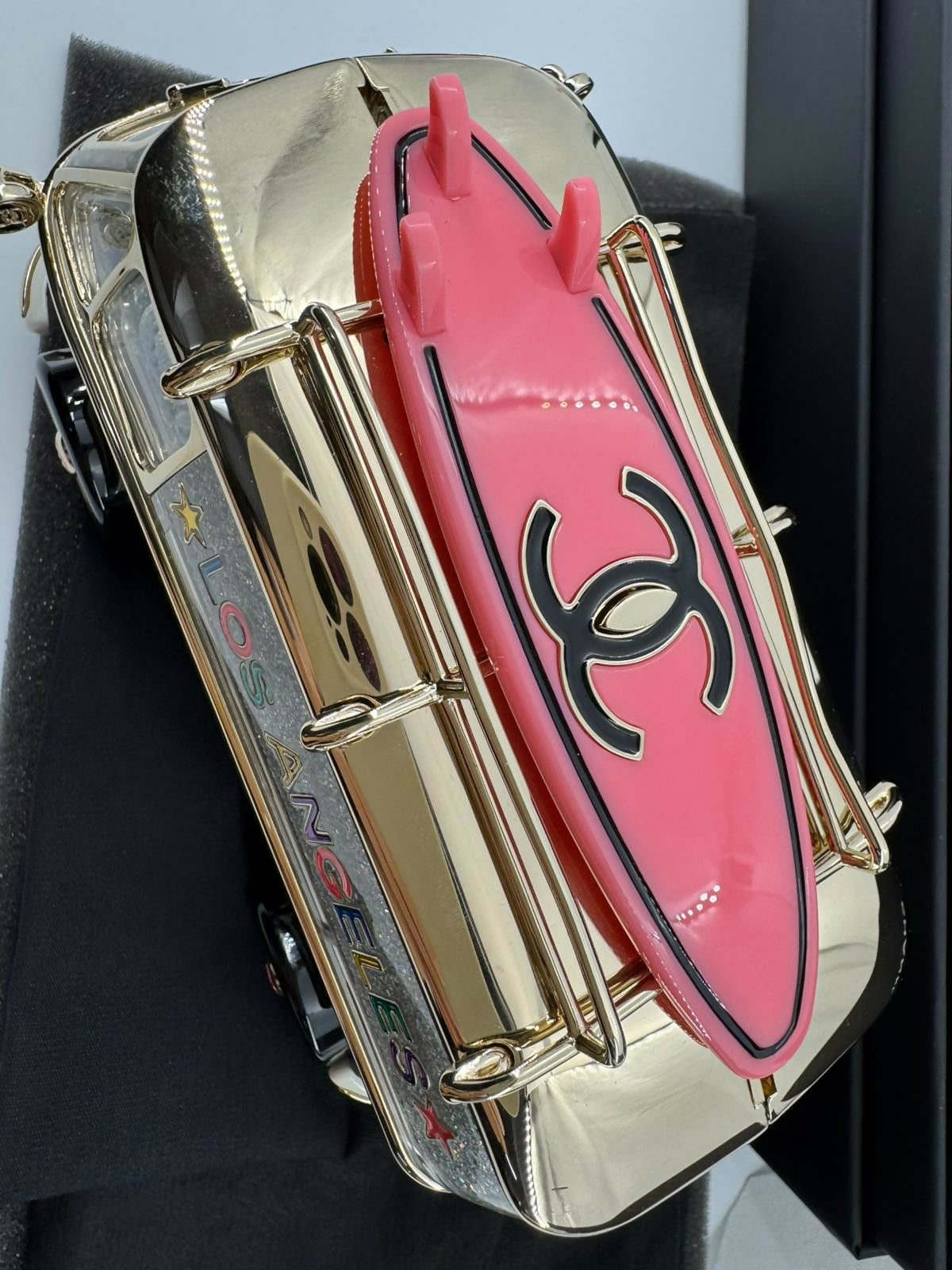 Chanel 2024 Glitter Lucite, Multicolor Rhinestone & Enamel Hollywood Mini Van