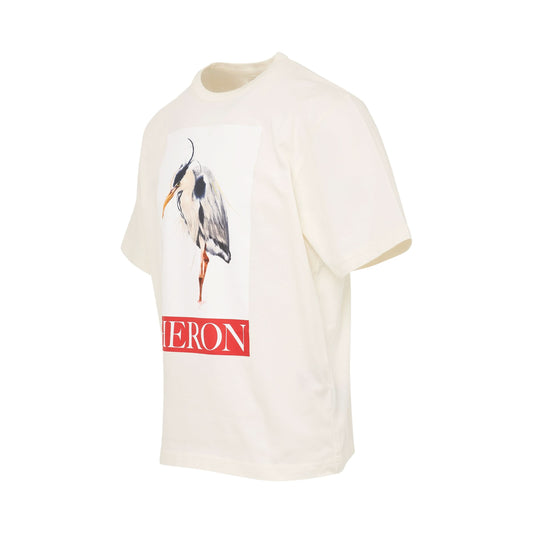 Heron Bird Painted Short Sleeve T-Shirt in Ivory/Red