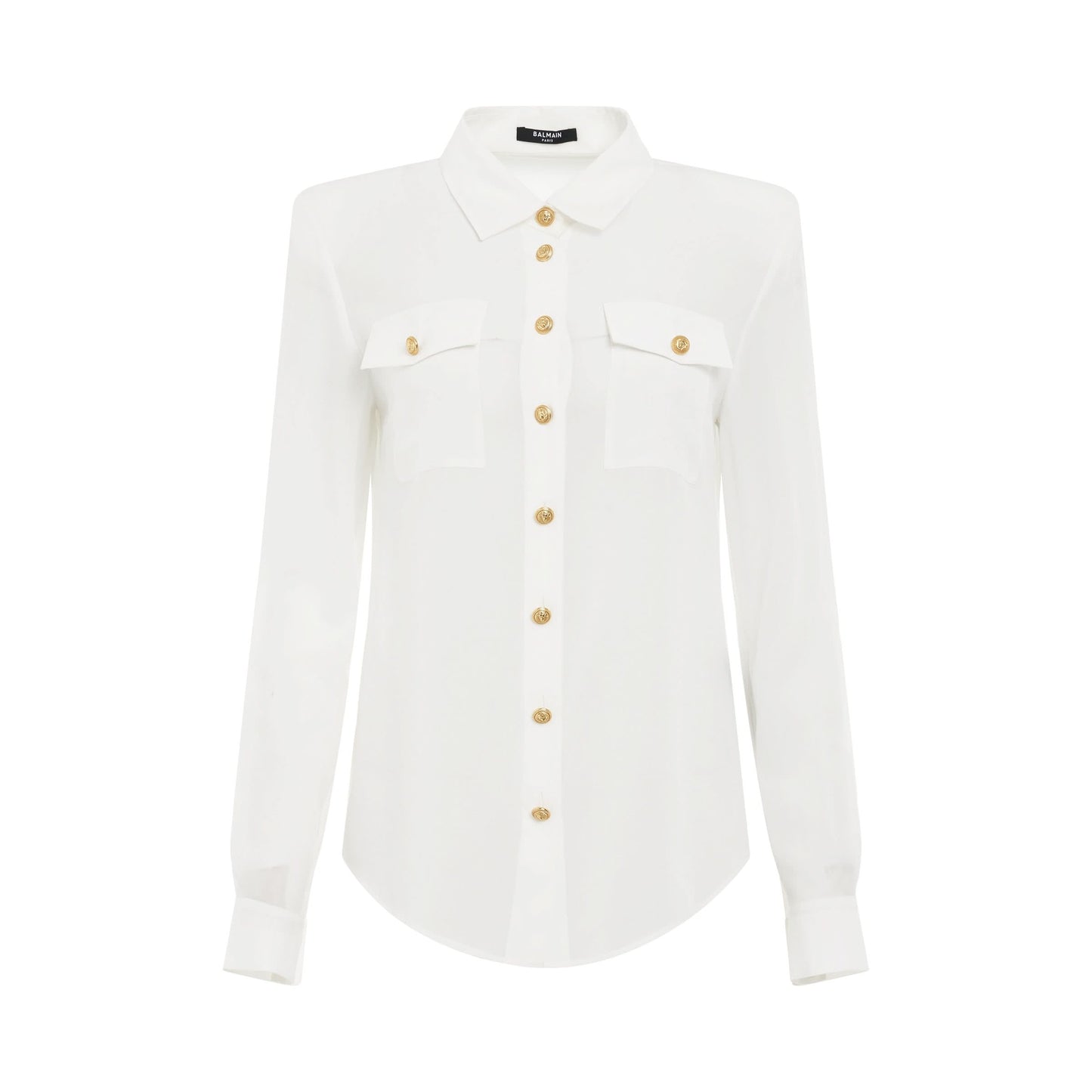 2 Pockets Crepe De Chine Buttoned Shirt in White