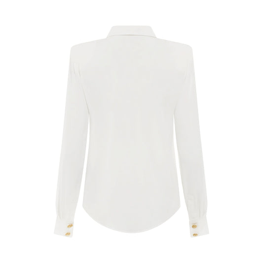 2 Pockets Crepe De Chine Buttoned Shirt in White