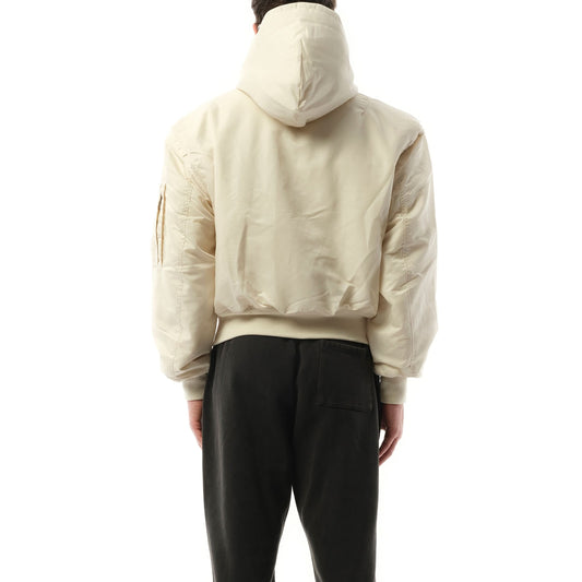 Hooded Broad Bomber Jacket in Ivory