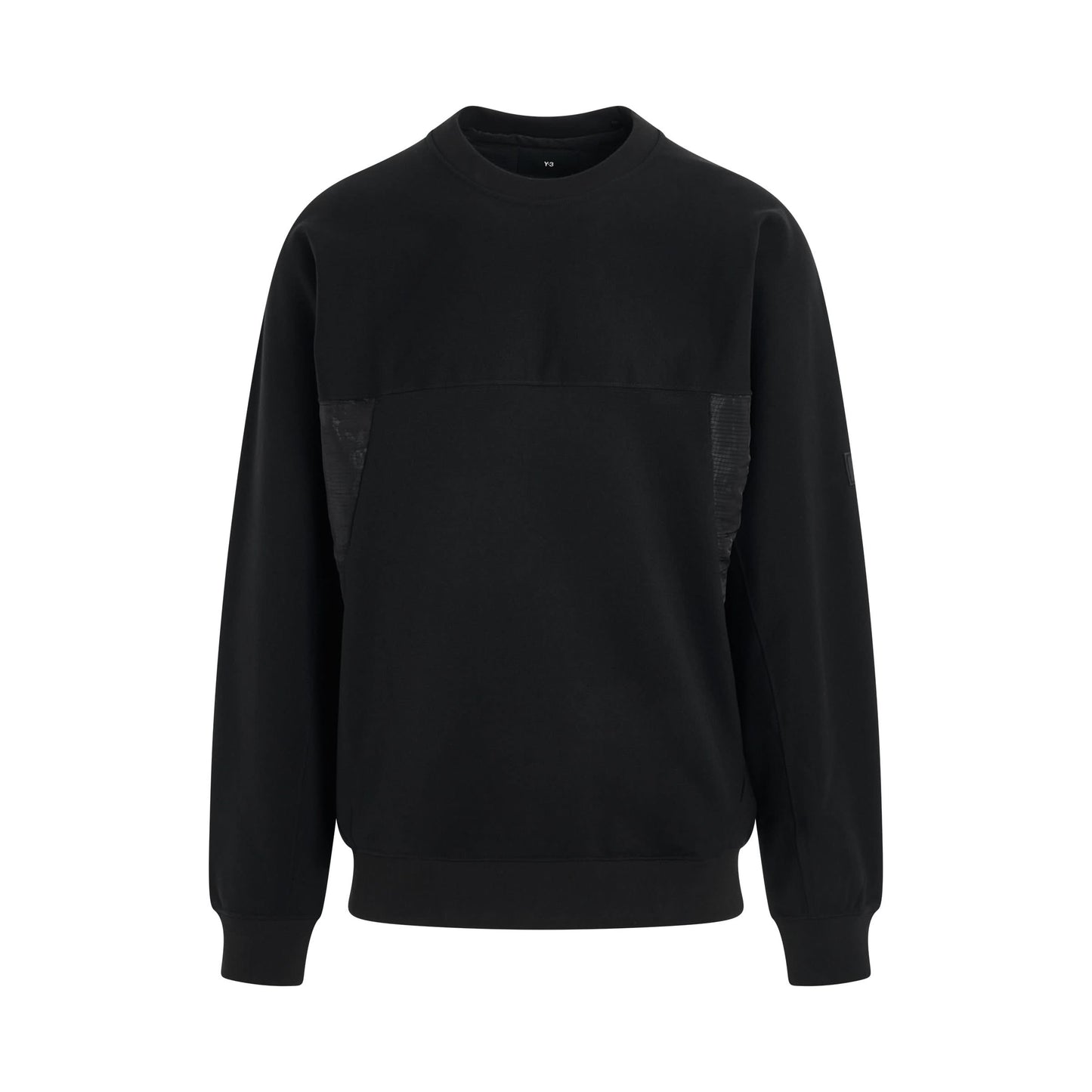 Stretch Terry Crew Sweatshirt in Black