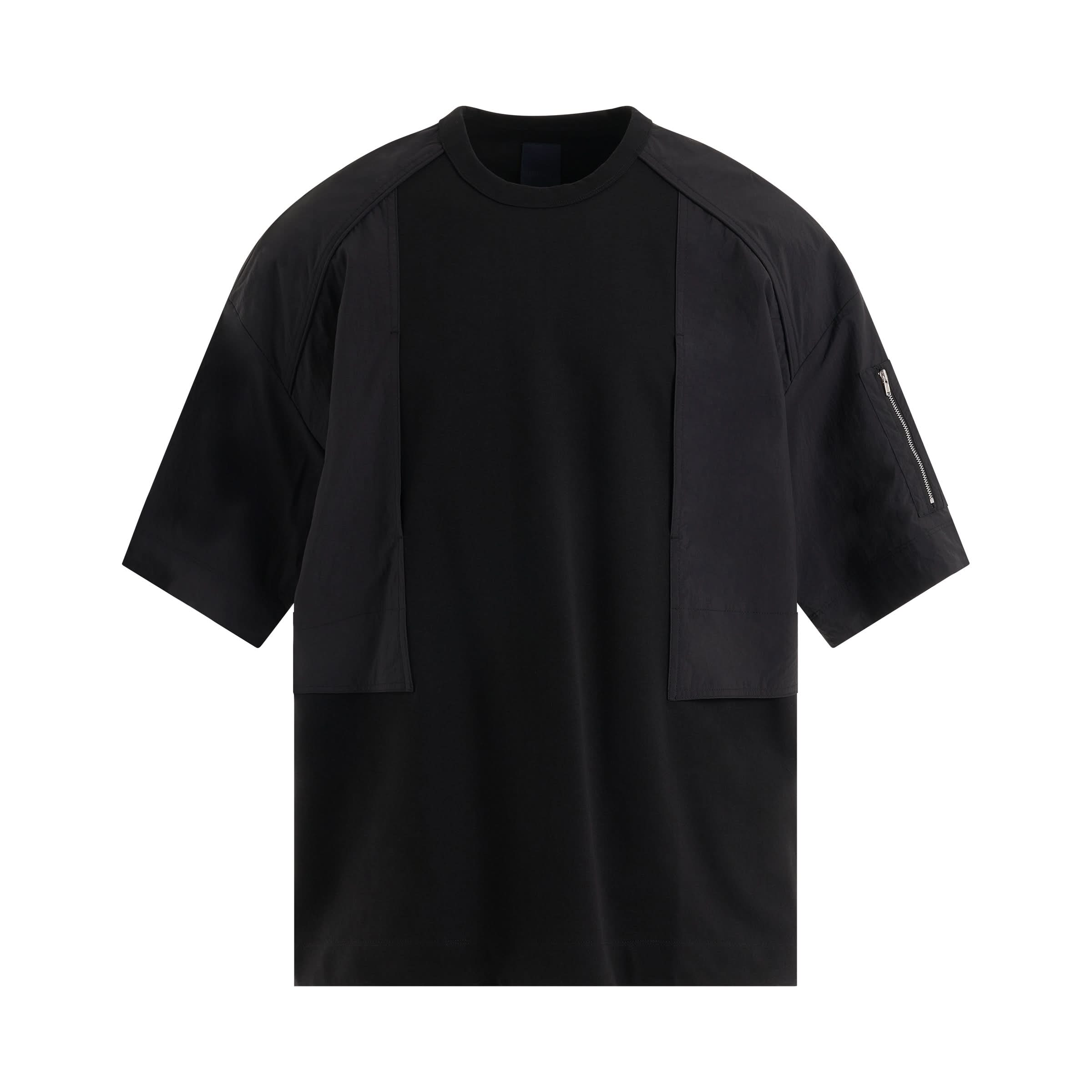 Nylon Blocked Combat T-Shirts in Black