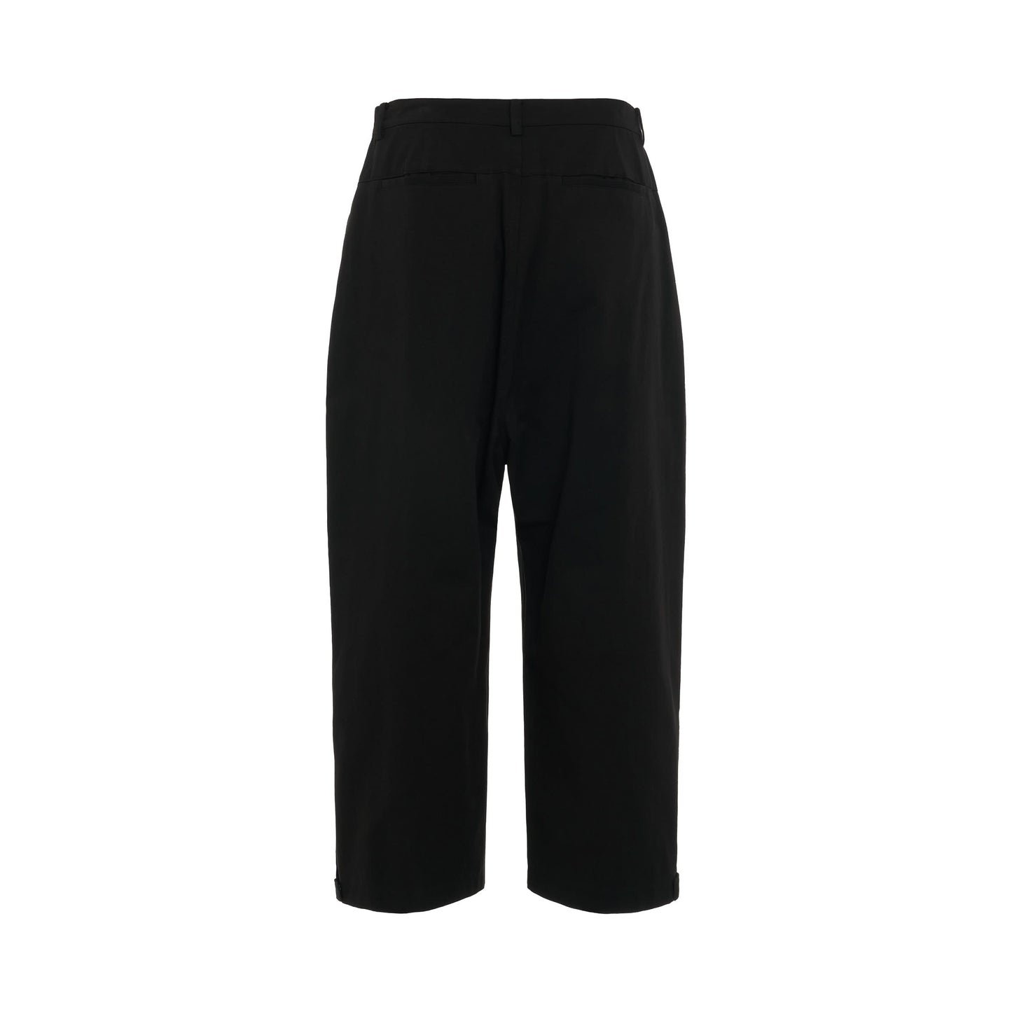 Two-Tucked Wide Cotton Pants in Black