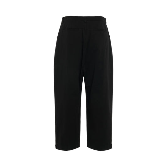 Two-Tucked Wide Cotton Pants in Black