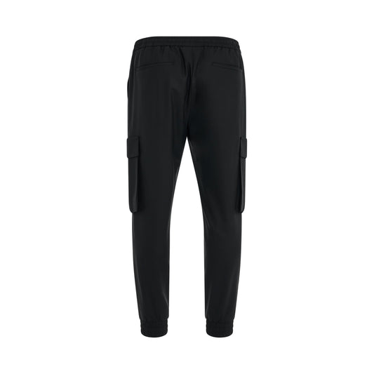 Wool Blended Cargo Jogger Pants in Black