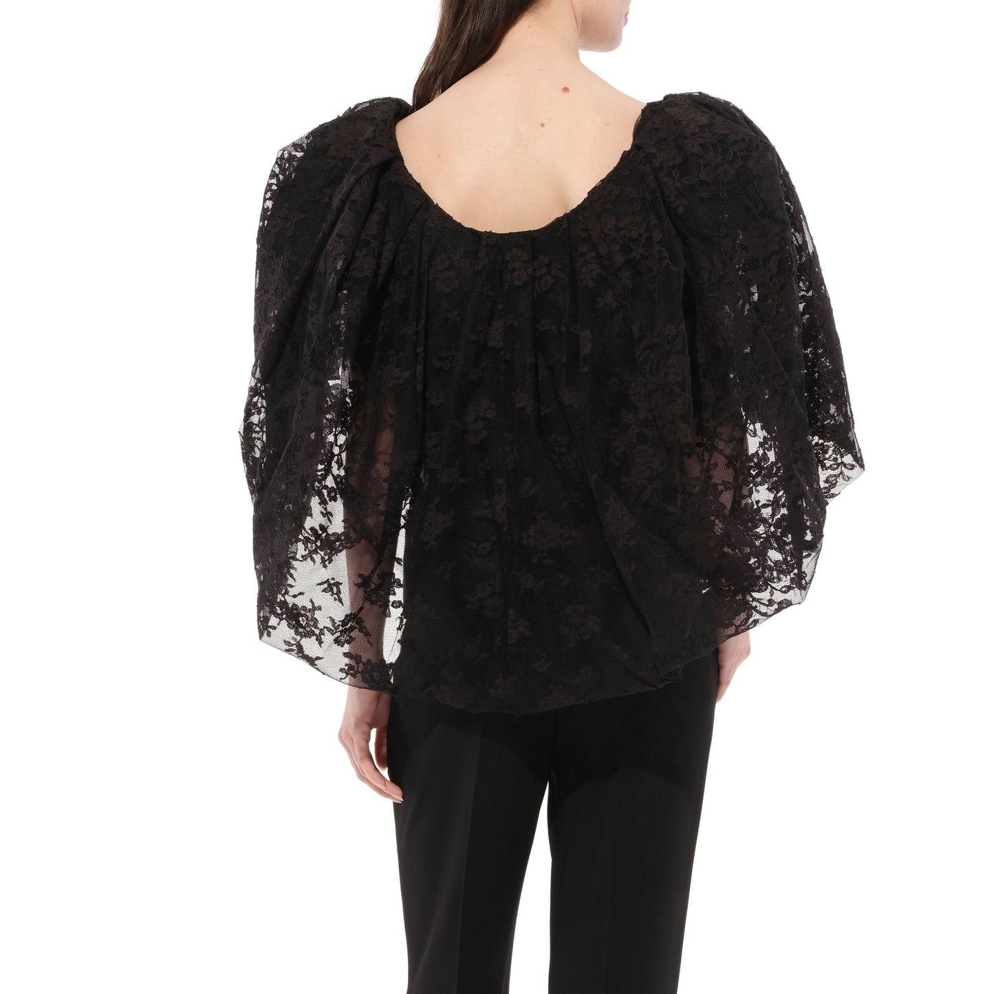 Lace Puffy Cape Corset in Black