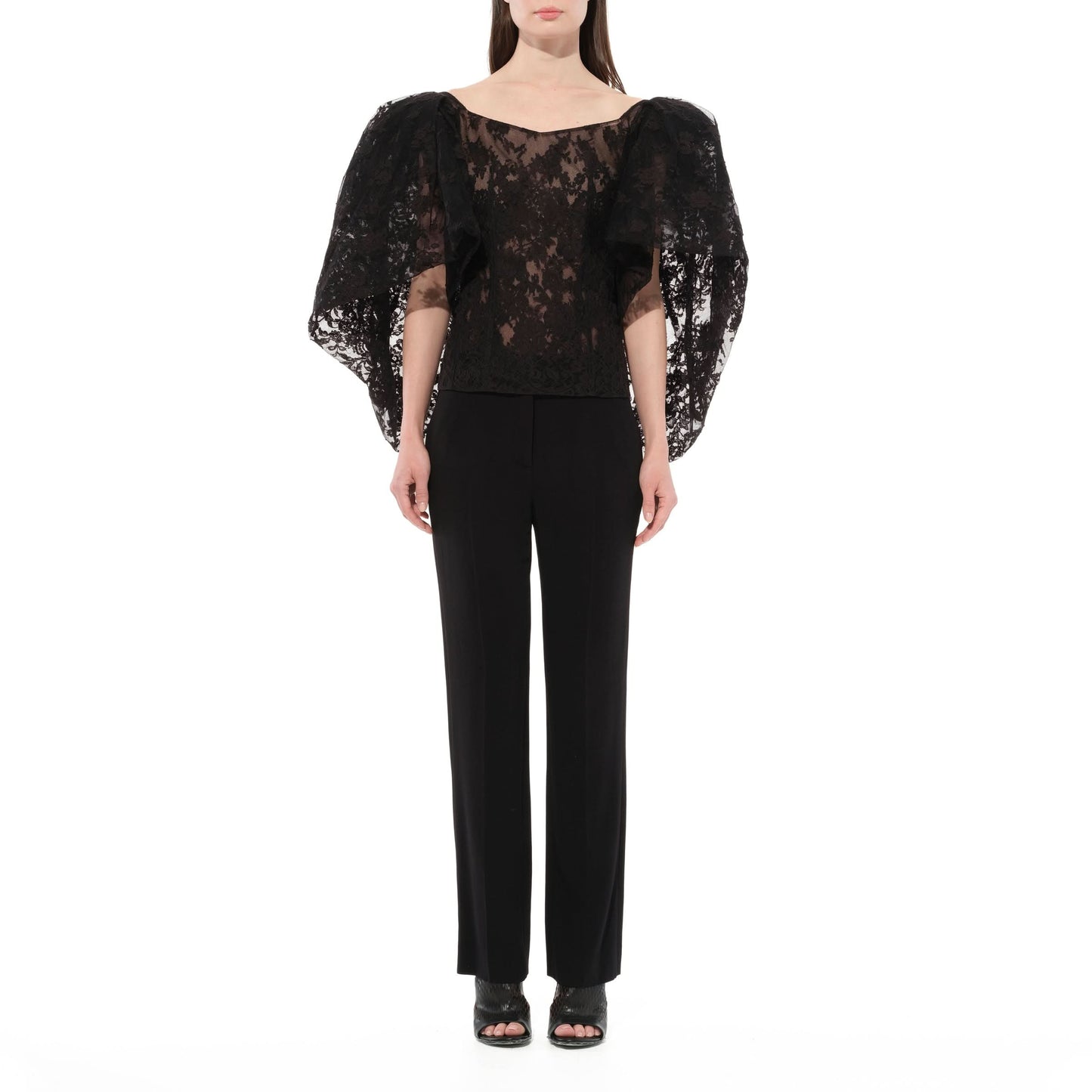 Lace Puffy Cape Corset in Black